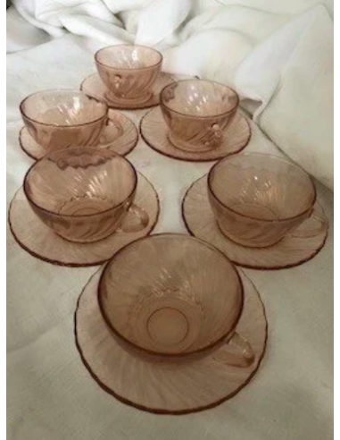 6 tasses et soucoupes Rosaline, Arcoroc