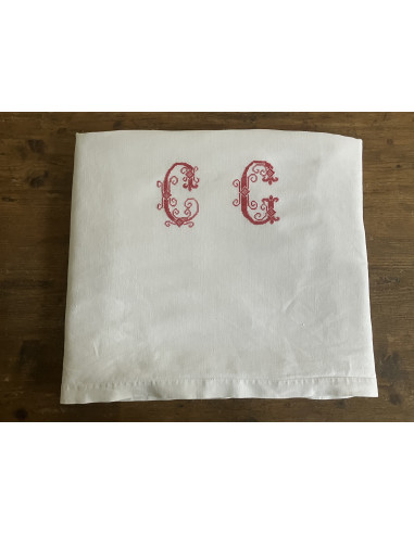 Linge ancien, drap brodé, monogramme CG