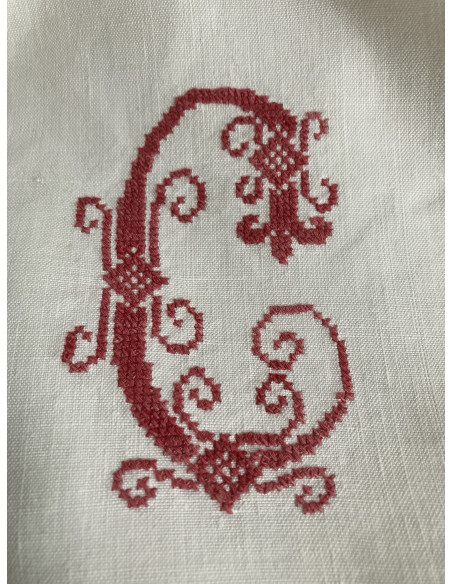 Linge ancien, drap brodé, monogramme CG