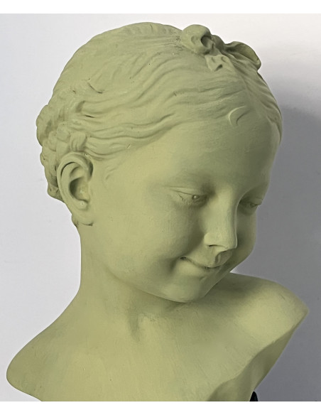 Buste d'enfant en plâtre patiné sur socle