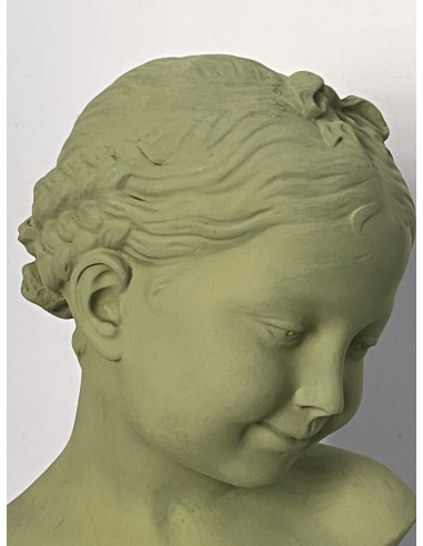 Buste d'enfant en plâtre patiné sur socle