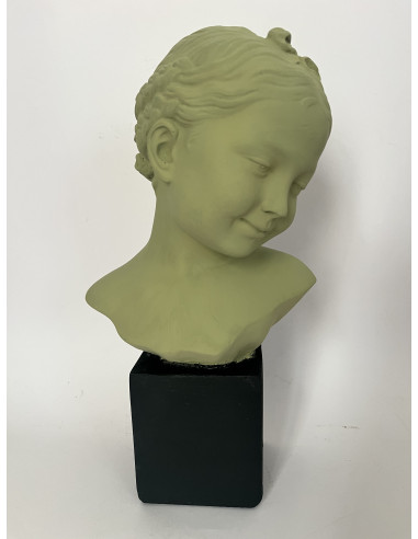 Buste d'enfant en plâtre patiné sur socle