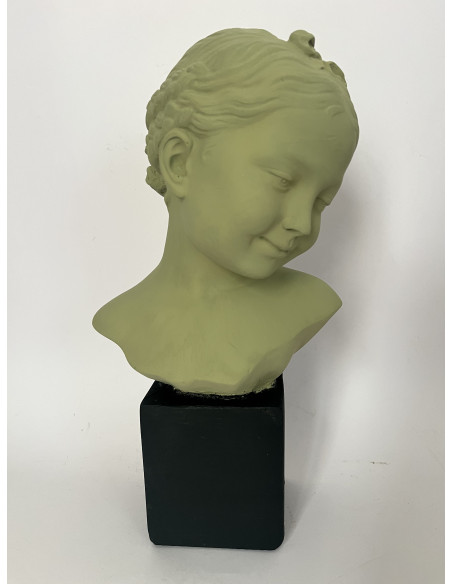 Buste d'enfant en plâtre patiné sur socle