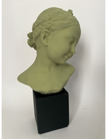 Buste d'enfant en plâtre patiné sur socle