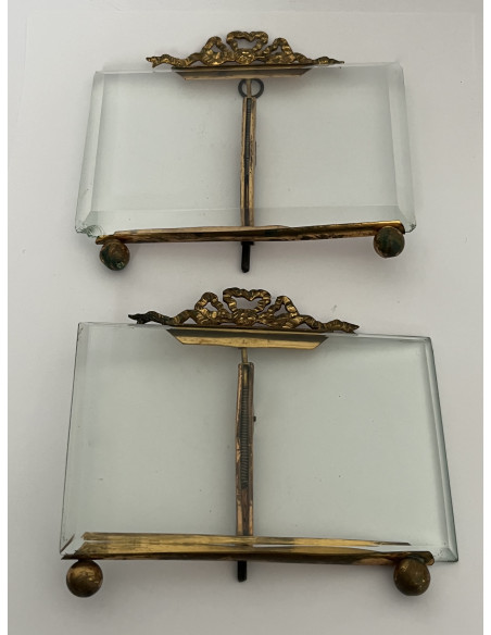 Paire de cadres laiton, verre biseauté