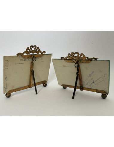 Paire de cadres laiton, verre biseauté