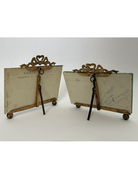 Paire de cadres laiton, verre biseauté