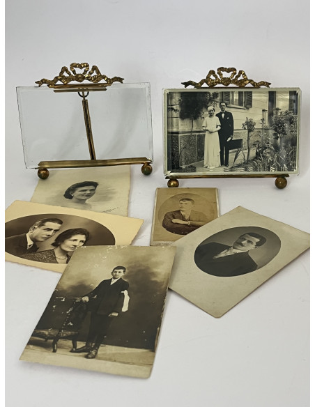 Paire de cadres laiton, verre biseauté