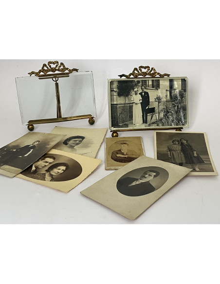 Paire de cadres laiton, verre biseauté