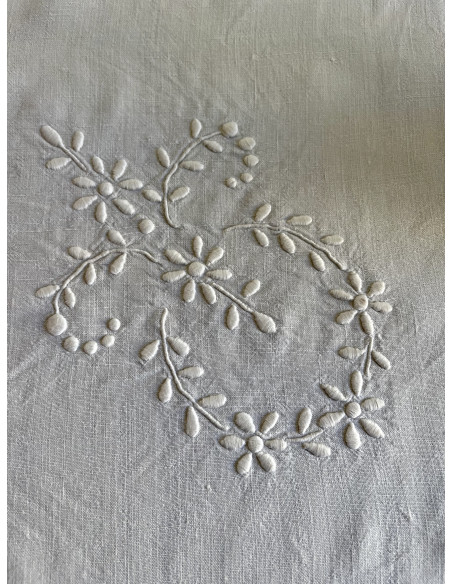 Drap  ancien lin, monogramme MR