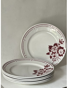 Porcelaine opaque Badonviller - 6 assiettes plates