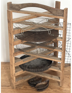 Ancien porte-tartes en bois, plateau de pâtisserie